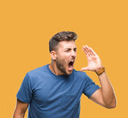 image of man shouting