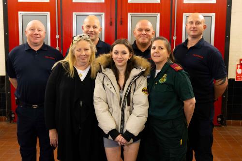 Grace Yates with KFRS crews and SECAmb paramedic