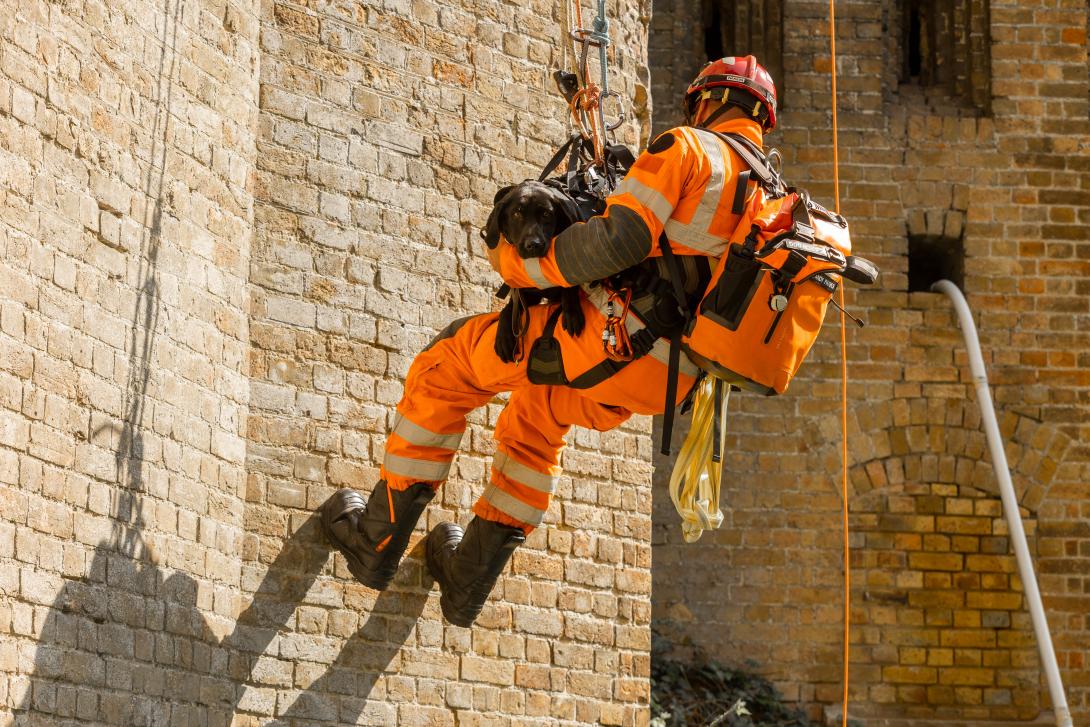 Millie taking part in an exercise with the technical rescue unit.