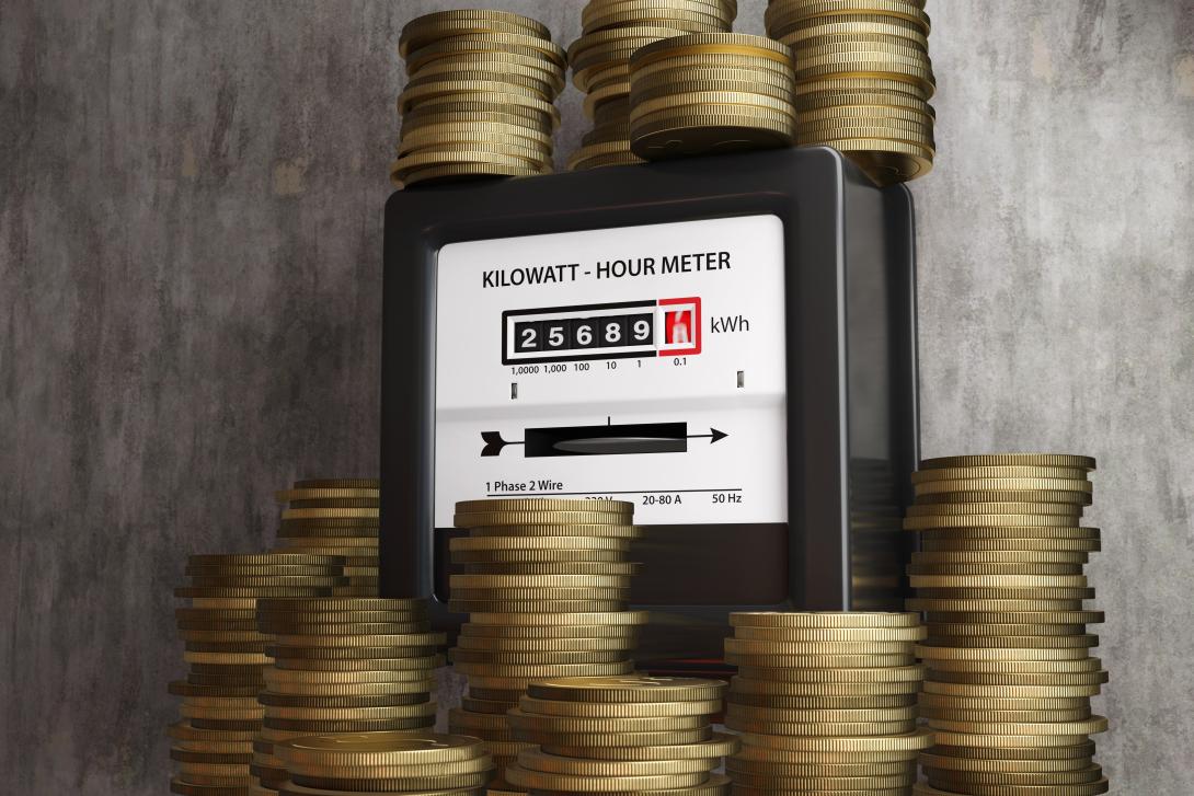 electric meter with coins on it