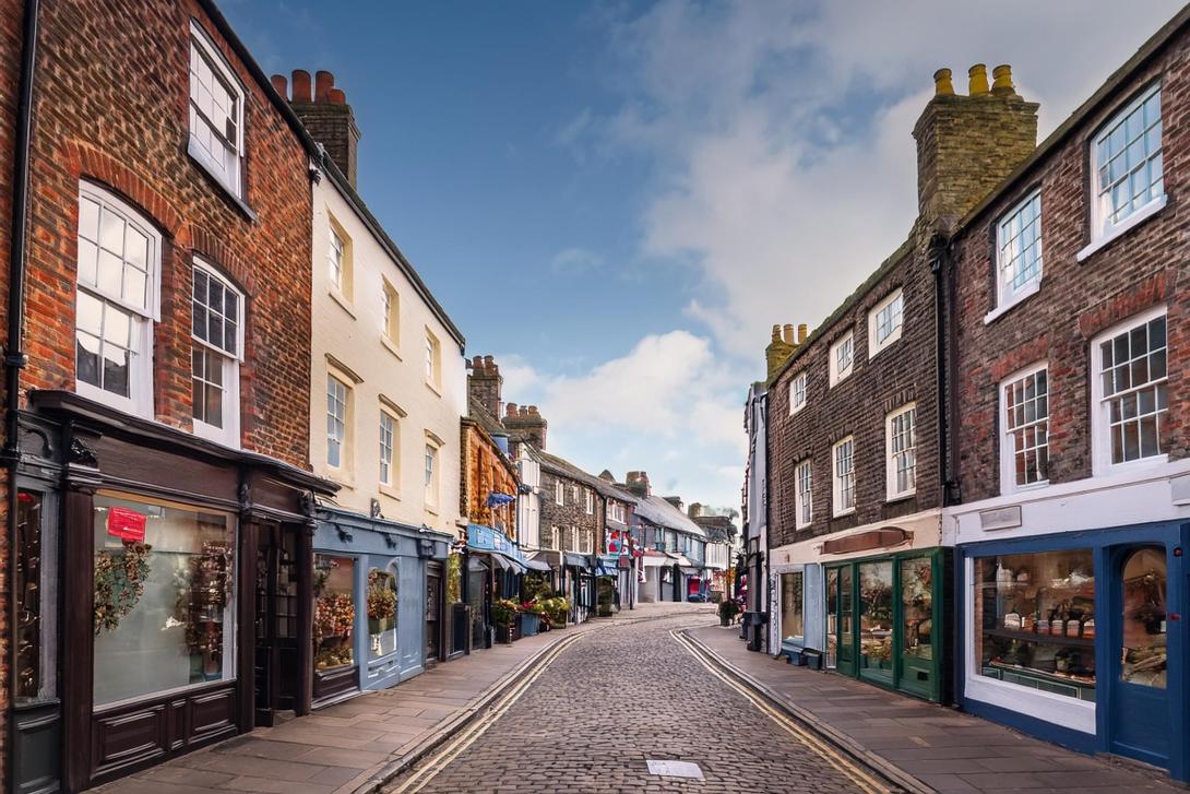 photograph of UK street with shops