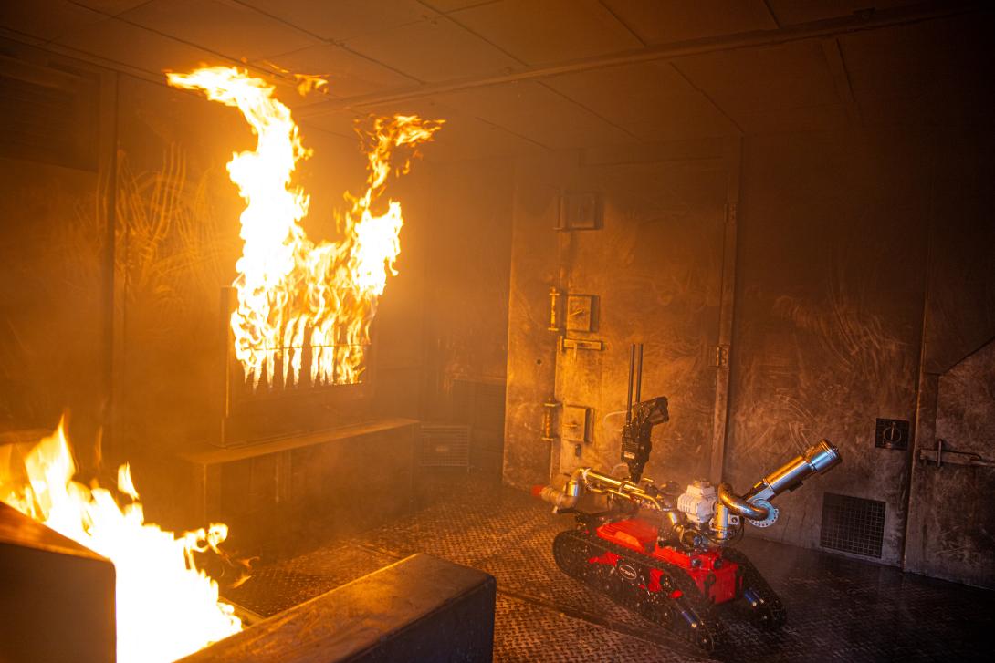 KFRS new firefighting robot seen in action with fire 