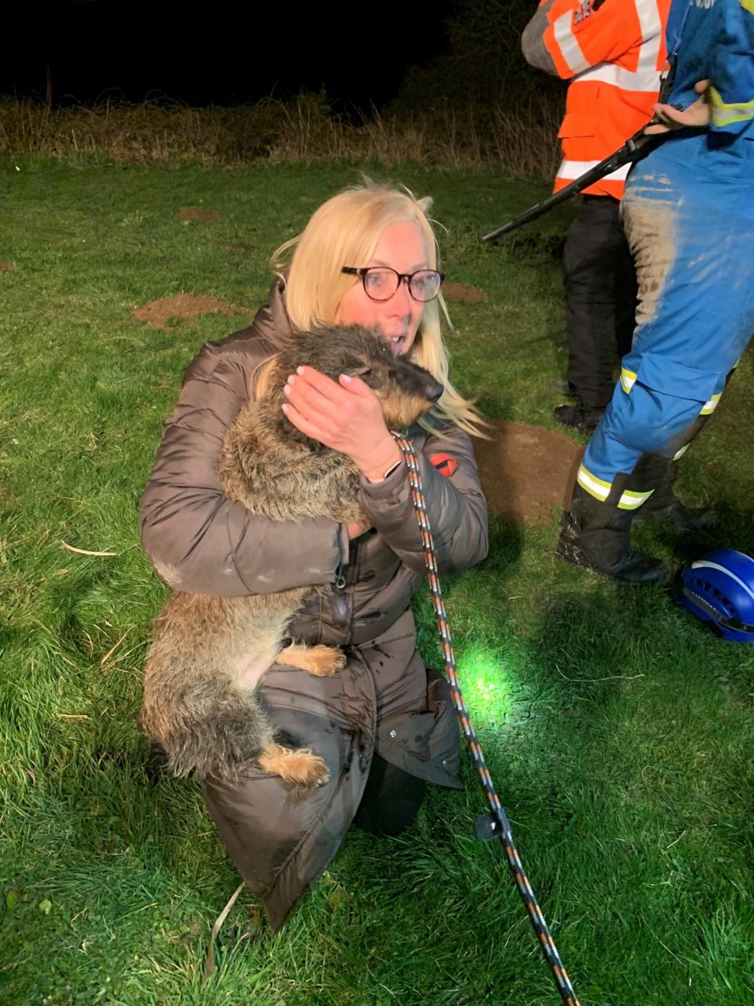 Bear the dog was rescued by crews in Capel-le-Ferne, Folkestone.