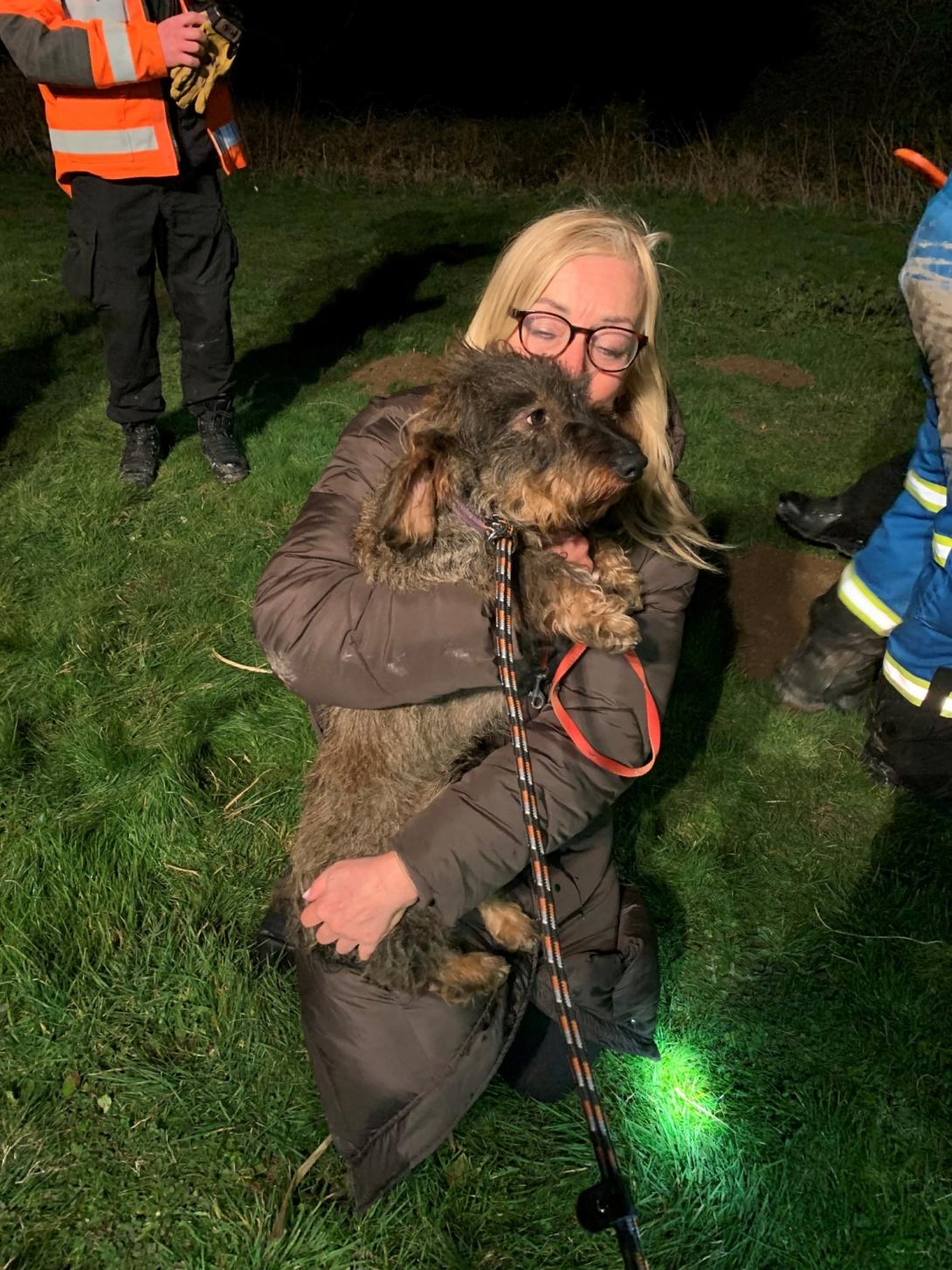 Bear the dog was rescued by crews in Capel-le-Ferne, Folkestone.