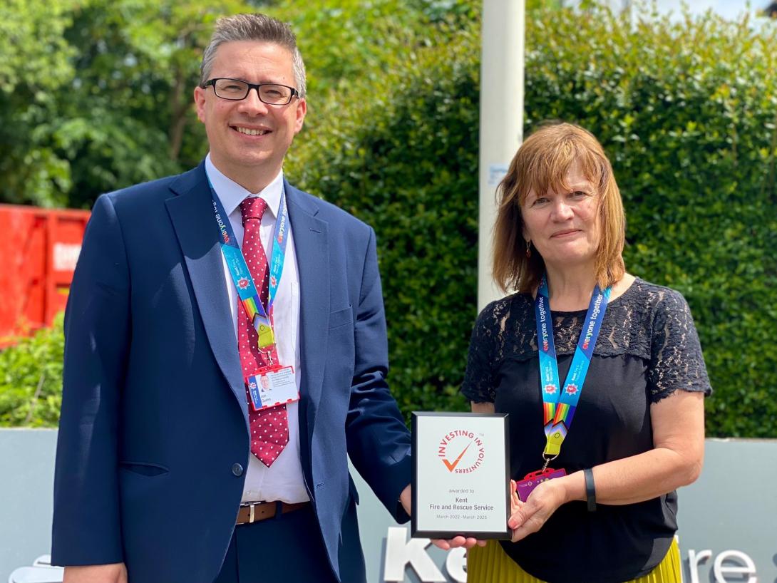 KFRS’ Director for Prevention, Protection, Customer Engagement and Safety, Jon Quinn, and Volunteers Manager, Karen Grieves.