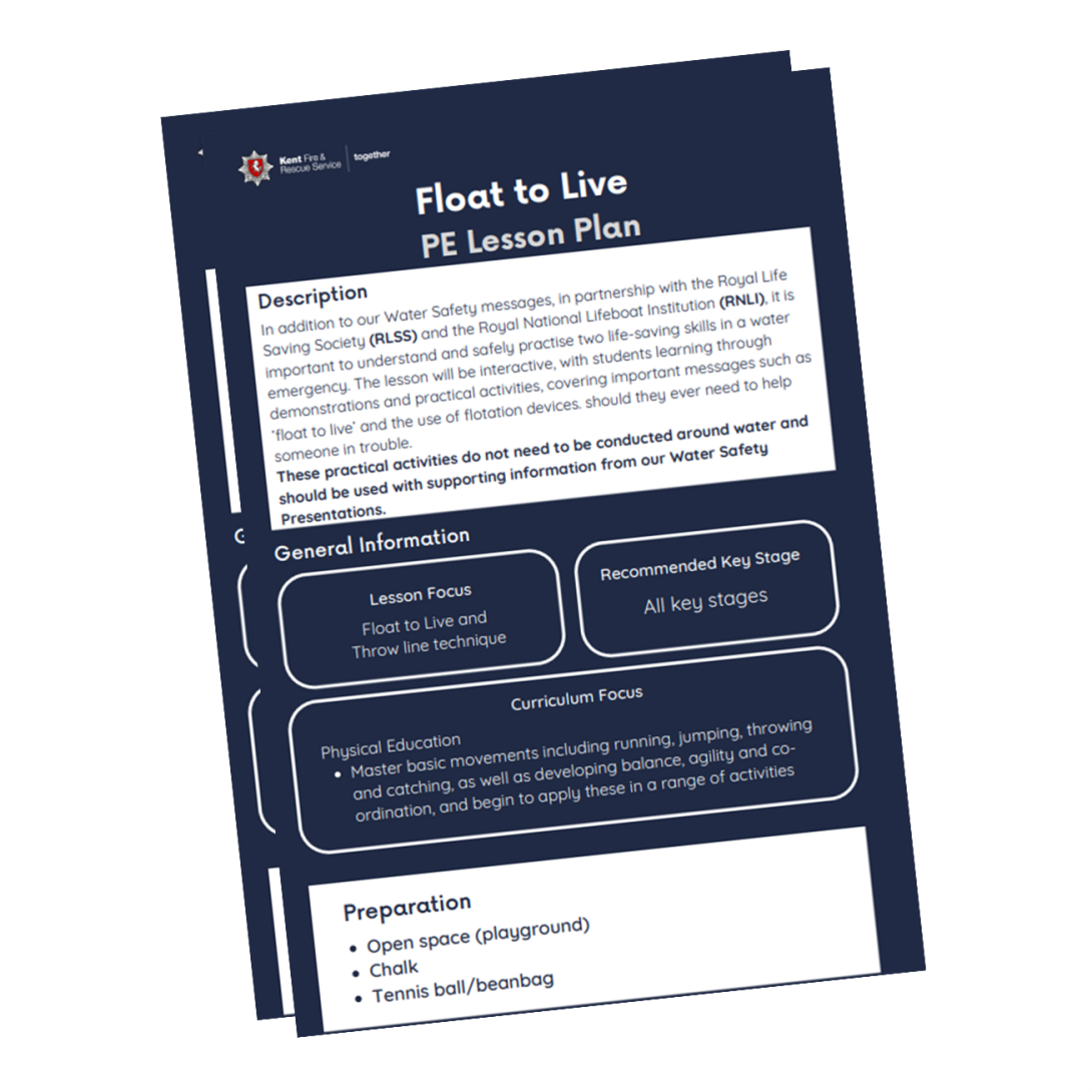 A screenshot image of the Float to Live PE lesson plan