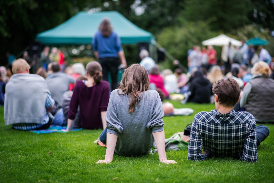 people at an outdoor public event