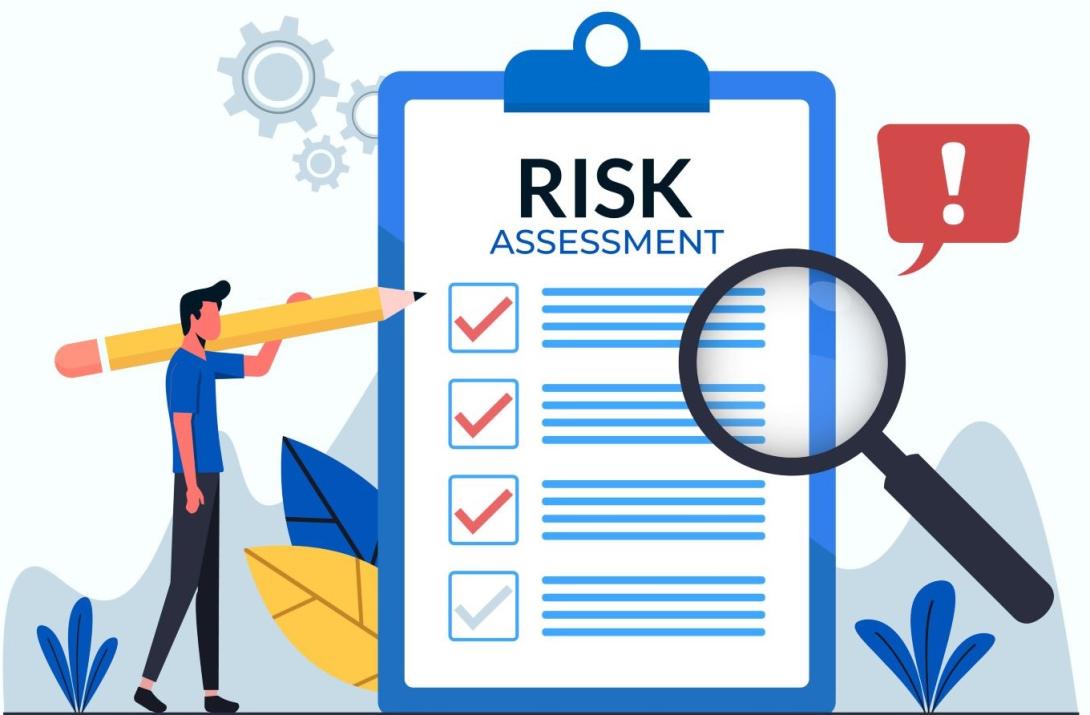 image clip board with paper entitled Risk Assessment