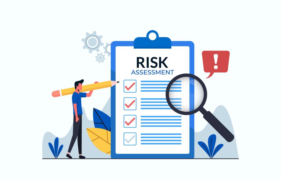 graphic showing clipboard and risk assessment list